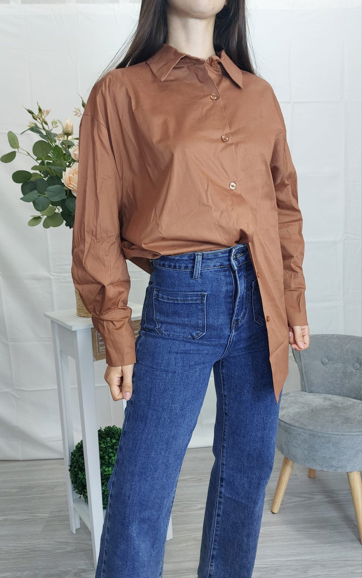 Eularia – Camicia donna oversize lunga a maniche lunghe
