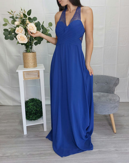 Abito lungo da cerimonia blu royal con schiena scoperta “Notte di Zaffiro”