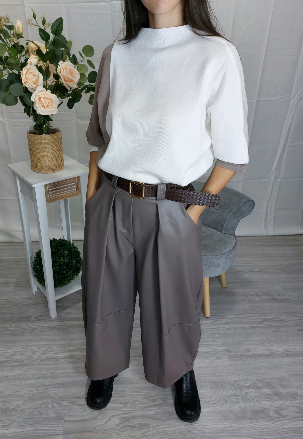 Odilia – Pantaloni balloon donna in ecopelle a vita alta