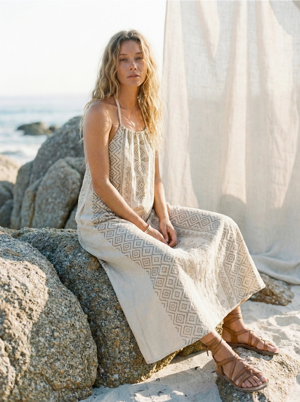 Essenza della Terra ✨🤎-Abito Bohemien con scollo halter
