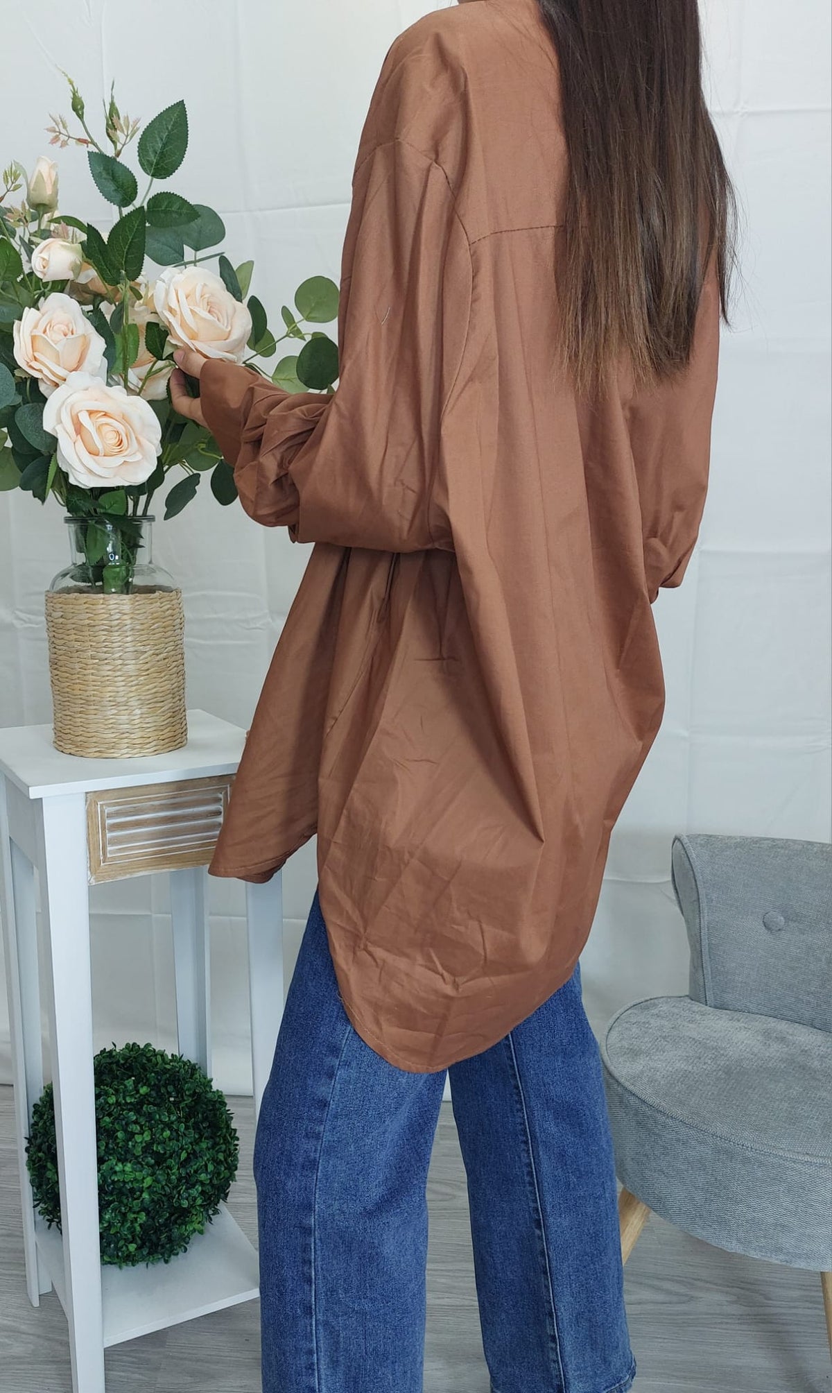 Eularia – Camicia donna oversize lunga a maniche lunghe