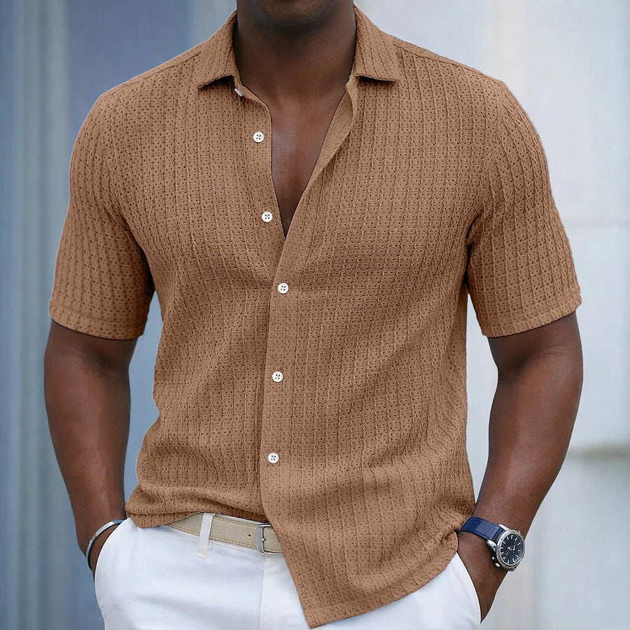 Camicia Jacquard Rigata Uomo