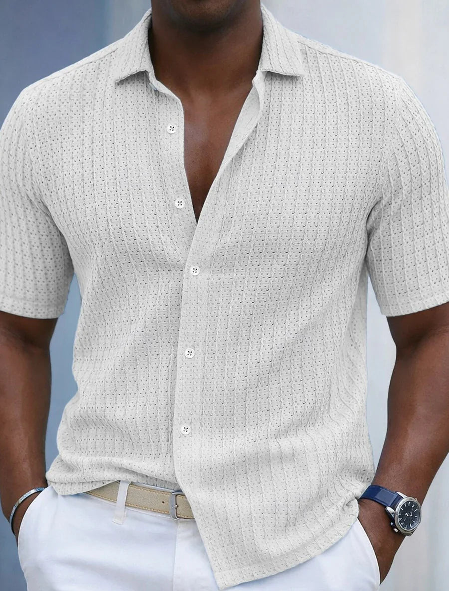 Camicia Jacquard Rigata Uomo