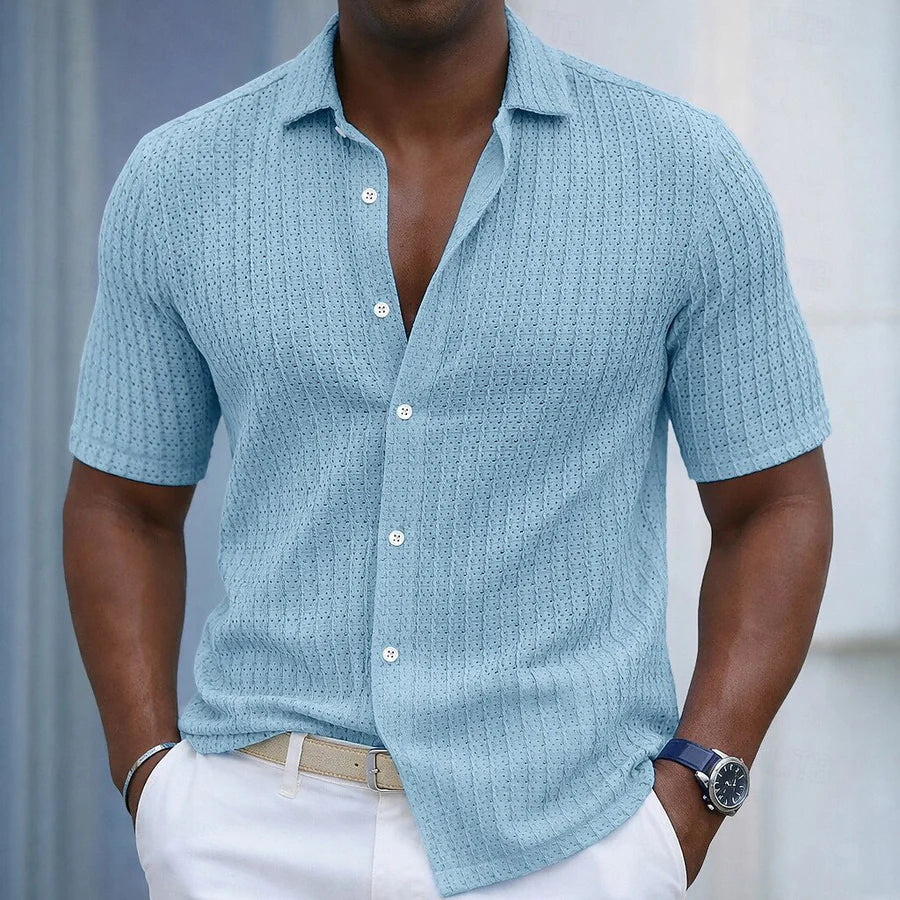 Camicia Jacquard Rigata Uomo